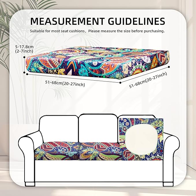 BIETYONE 8Pcs Stretch Patio Cushion Covers,Outdoor Couch Covers Replacement,Outdoor Couch & Sofa Slipcovers,for Patio Furniture Cushion Covers,Washable Reusable urniture Protector (Rococo,Cover Only)