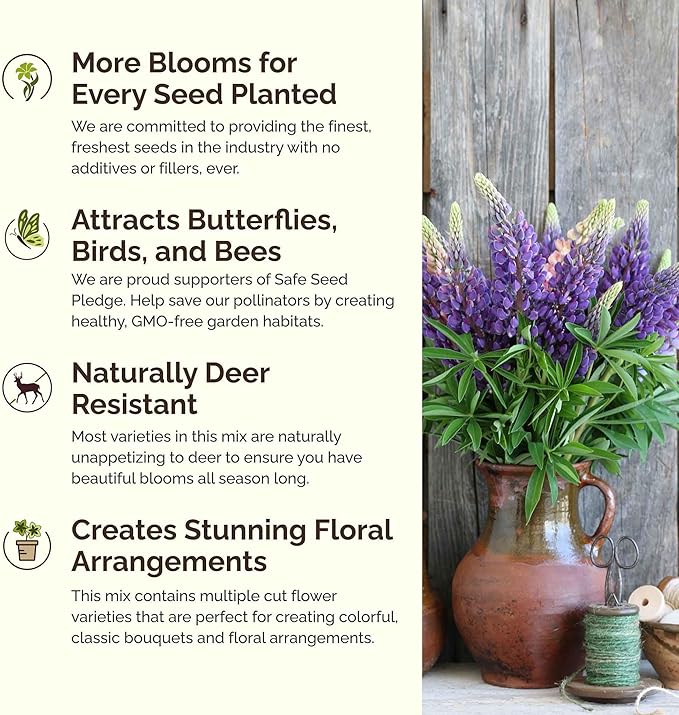 Eden Brothers Oklahoma Wildflower Mixed Seeds for Planting, 1 lb, 480,000+ Seeds with Lupine, WallFlower | Attracts Pollinators, Plant in Spring or Fall, Zones