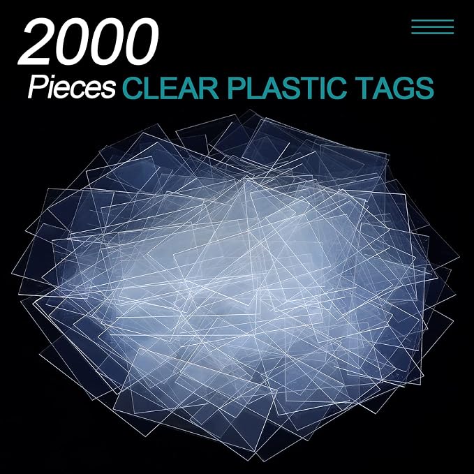 Leinuosen 2000 Pcs Clear Plastic Tags Bulk Shelf Price Tag Label Holders for Storage Bins Shelves Labeling Transparent Basket Bin Labels Display for Retail Shop Classroom Office Library (2.5 x 1.25)