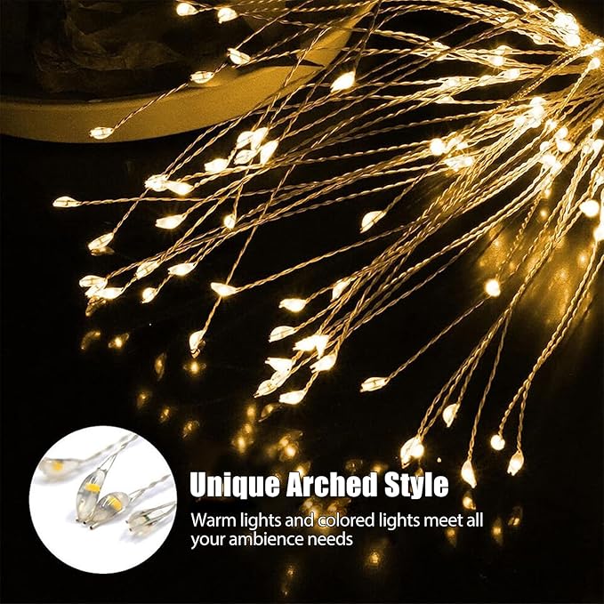 DONGULI Outdoor Solar Garden Lights, 120 LEDs 8 Lighting Modes 6 Packs Waterproof Solar Fireworks Light Sparklers for Patio Walkway Yard Courtyards Pathway Christmas Party Decorations