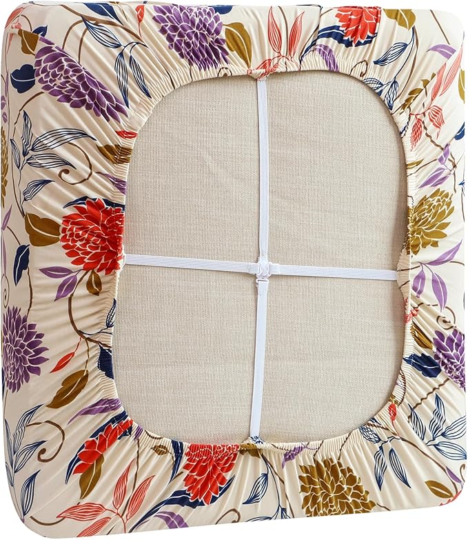 FORCHEER Waterproof Ourdoor Chair Cushion Covers Set of 2 23x23 Floral Printed Stretch Patio Chair Cushino Covers for Rattan Patio Furniture Replacement