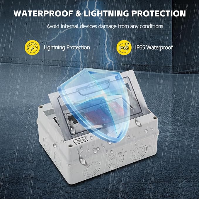 VOU 600V Solar DC PV Combiner Box for Solar Panel,1 String with Lightning Arrester Connector for On/Off Grid Solar Panel System,1 Input 1 Out 15A Rated Current Fuse,63A Circuit Breaker,Waterproof