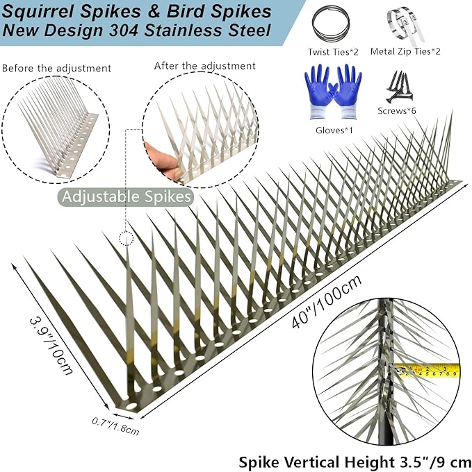 Bird Spikes, Outdoor Squirrel Spikes, Squirrel Baffles for Bird Feeder Poles, Avoid Climbing Garden Fences and Fruit Trees. (40 inches)
