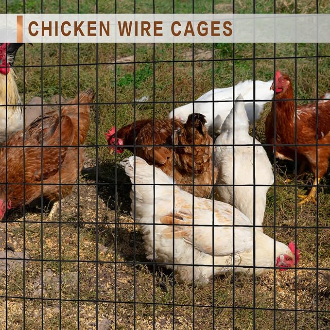 Tongmo 4 ft x 100 ft Black PVC Coated Welded Wire Fence, 16GA Garden Chicken Wire Fence Roll, Mesh Size 2" x 4" Hardware Cloth, Ideal for Yard Protection and Poultry Netting