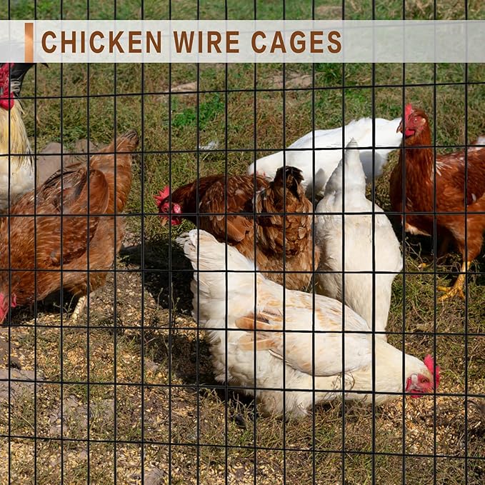 Tongmo 3 ft x 100 ft Black PVC Coated Welded Wire Fence, 16GA Garden Chicken Wire Fence Roll, Mesh Size 2" x 4" Hardware Cloth, Ideal for Yard Protection and Poultry Netting