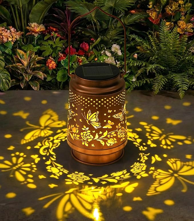 Solar Lanterns Outdoor Waterproof, Butterfly Birthday Gifts for Women Mom Grandma, Garden Hanging Solar Lantern Lights for Patio