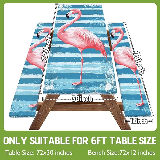 Picnic Table Cover with Bench Covers Elastic Table Cloth Cool Fun Unique Ideas Birthday Party Christmas Xmas Mother Valentine's Day Camping Gifts for Camper RV Owner Camping Lovers Women Mom Adult