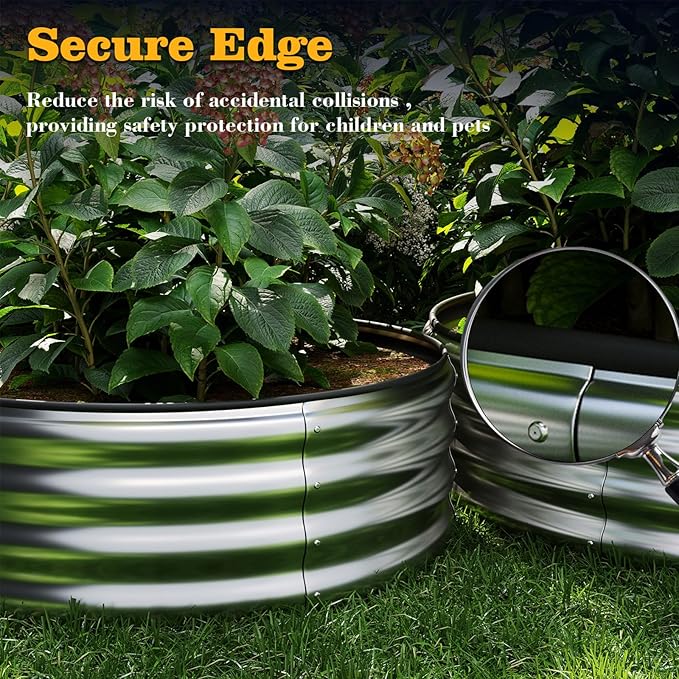 ZFHgarden Garden Box Raised Flower Bed Galvanized Metal Planter Round Raised Garden Bed Kit for Gardening Outdoor 1PC Black 8X2X1FT
