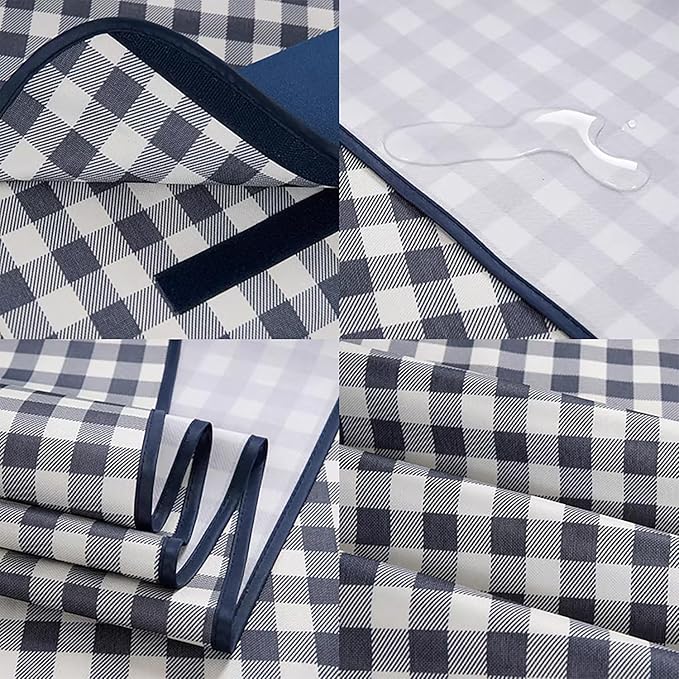 Wind Tour Waterproof Picnic Blanket with Carry Strap - Foldable Sandproof Outdoor Mat for Camping, Beach, Park - 59" x 71",Grey Grid (Single Mat)