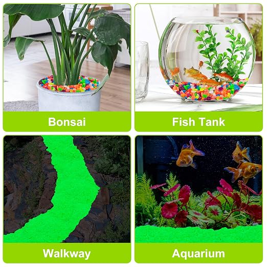 4000pcs 5-8mm Green Glowing Pebbles Glow Pebbles Aquarium Rocks Glow in The Dark Decorative Stones for Walkways Driveway Yard Grass Fish Tank Plant Pots
