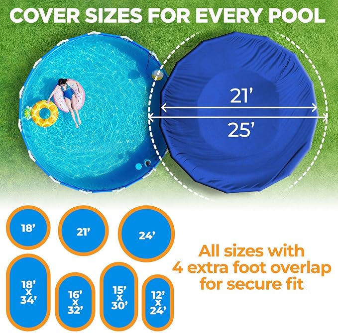 21 Ft Round Premium Heavy-Duty Winter Pool Cover - Royal Blue, Extra Thick and Durable, Tear-Proof, UV-Resistant, Reinforced Edges, Easy Install, All-Season Protection for Above Ground Pools