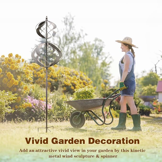 Wind Spinners Outdoor Metal - Large Kinetic Wind Spinner for Yard Garden, Windmills Lawn Ornament Décor for Lawn Patio (Height 84")