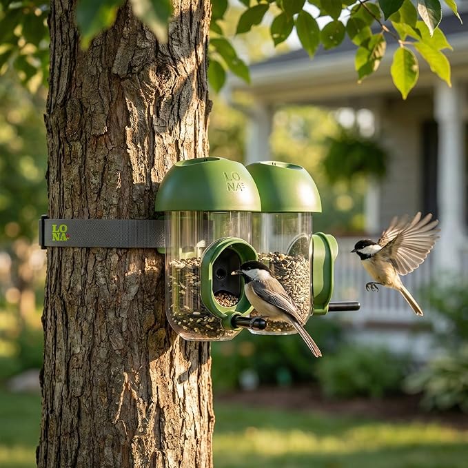 LONA Bird Feeders for Outdoors 2 Pack, Tube Birds Feeder Weatherproof with Multiple Hanging Methods, Wild Feeding Silo for Outside, 1 Port