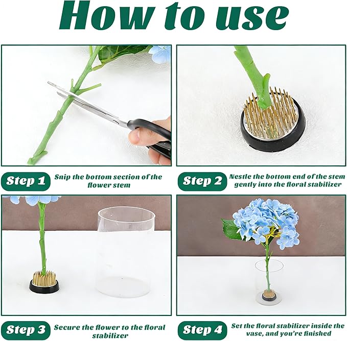 8-Pack Flower Frogs for Arrangements, Solid Iron Floral Frog with Sharp Copper Needles & Non-Slip Rubber Base, Reusable Stem Holder for Vases, Ikebana (Gold)