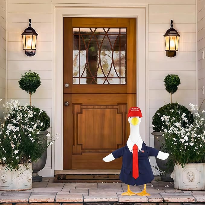 3 Pcs Porch Goose Outfits, for 23-28 Inch Porch Goose,Patriotic Costume for Plastic/Cement Statue for Outdoor Courtyard Garden Terrace Art Decoration (23-28IN, 23-28IN)
