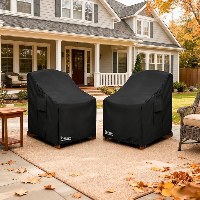 Patio Chair Cover 2 Pack(30W x 34D x 36Hinches),Waterproof Heavy Duty Outdoor Furniture Covers for Patio Adirondack Chair,Black