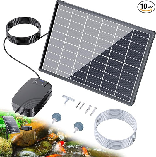 Biling 8W Solar Pond Aerator, 4400mAh Battery Backup Solar Aerator for Pond, 3 Working Modes Solar Air Pump for Outdoor Small Pond Fish Tank