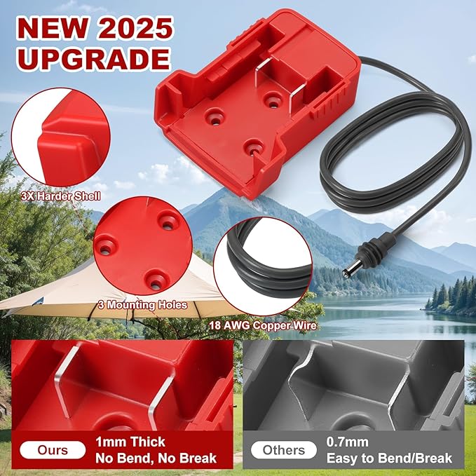 Starlink Mini Battery Adapter Compatible with Milwaukee M18, Starlink Mini Power Cable for 18V Battery, 3.2FT 18AWG Battery Adapter DC Power Cable