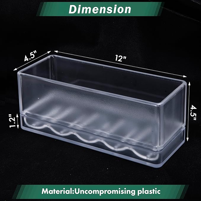D'vine Dev 12 Inch Window Box Planter, Rectangle Acrylic Herb Planter with Drainage Holes and Saucer, Indoor Succulent Cactus Vegetable Pot for Windowsill, Garden Balcony, Clear, Set of 2, 76-X-D-2