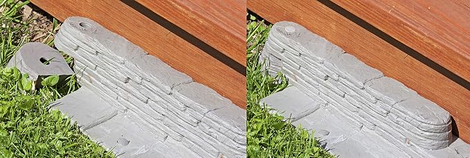 Emsco Group 2032HD Bedrocks Trim-Free Gray, 20 Feet – Natural Stacked Slate Design Garden Lawn Edging