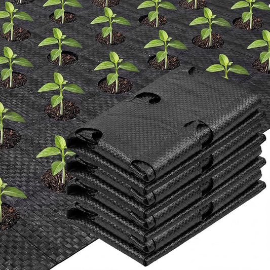 104 x 6.5 ft Garden Weed Barrier Landscape Fabric with Precut Planting Holes, Heavy Duty Weed Barrier Permeability Gardening Ground Cover Mat for Outdoor Greenhouse Planting, Vegetable Beds