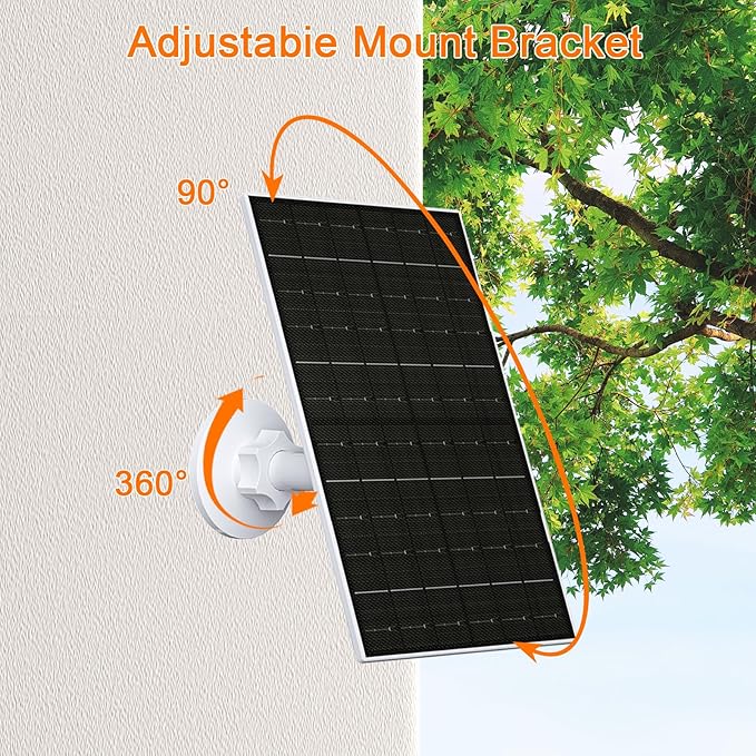 FUTUREZEN 6W Solar Panel for Arlo Camera, 5V USB/Type-C Solar Charger Compatible with Arlo Essential 2K (2nd Gen), Essential XL & Spotlight Cameras, 9.8ft Cable, Waterproof, Adjustable Mount, 2 Pack