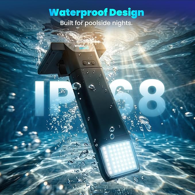 Solar Pool Lights Only for Metal Frame Above Ground Pools, 1.71–3.9 Top Rails, Remote Control, Brighter 3-Sided 180° Underwater Glow, 10 Colors 4 Modes, IP68 Waterproof（1 Pack）