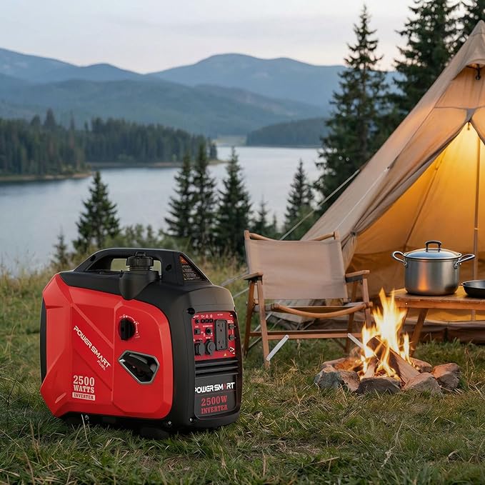 PowerSmart 2500 Watt Portable Inverter Generator, 79.8cc Gas Powered Engine with 5.5H Long Runtime, Ultra Quiet Small Generator for Camping, RV, Home Power Outage and Outdoor Emergency (HB5020)