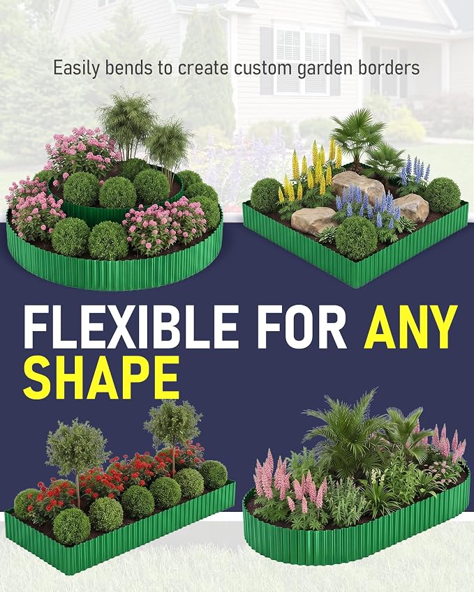 Corrugated Metal Garden Edging, 6"×40Ft Durable Landscape Border for Garden, Lawn, Flower Beds and Paver Edging (Green)