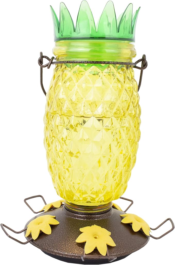 Perky-Pet Pineapple Top-Fill Glass Hummingbird Feeder - 28 oz Nectar Capacity - 9110-2 - Trendy Bird Feeder Outdoors - Feed Humming Birds - Outdoor Decor - Easy to Fill and Clean - 2 Pack