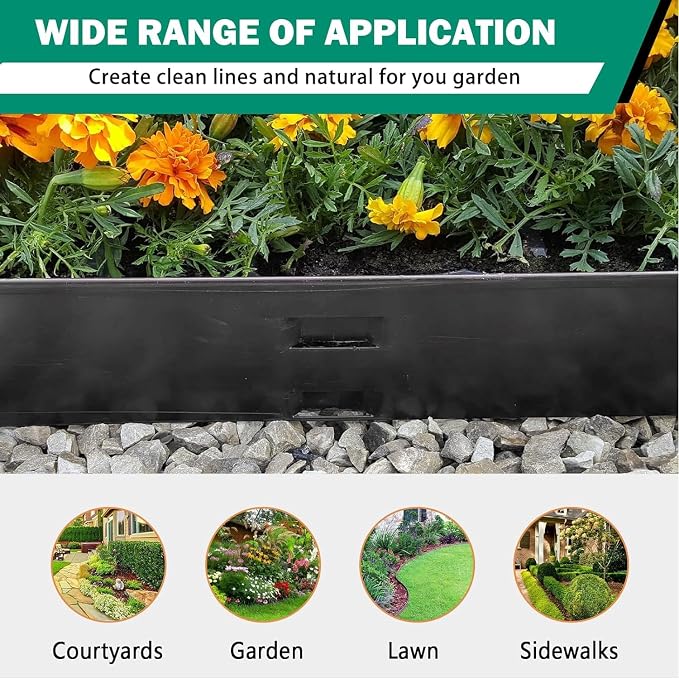 Metal Garden Edging 6"x40",Total 16.25ft Length Galvanized Steel Landscape Edging,Black Flexible Sidewalk Lawn Edging Border for Garden,Lawn,Flowerbed (5Pack)…