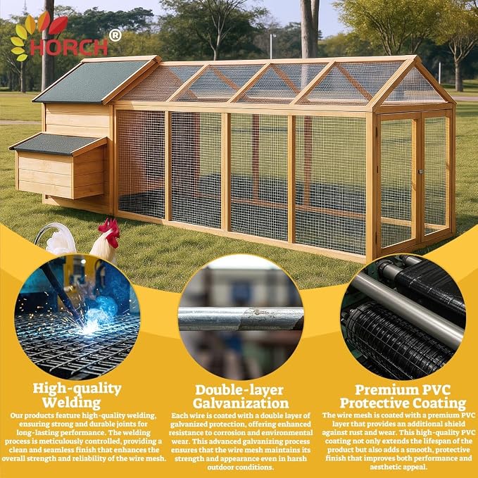 HORCH Hardware Cloth 1/2 inch 24 x 100 ft 19 Gauge, Hot-dip Galvanized After Welding, Chicken Wire Mesh Roll, Chicken Wire Fencing, Wire Fence Roll, Tree Guard, Mesh & Wire Cloth, Rat Wire