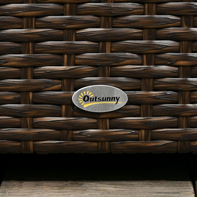 Outsunny 113 Gallon Deck Box, Rattan Outdoor Storage Box, Waterproof Storage Container for Indoor, Patio Furniture Cushions, Pool Supplies, Garden Tools, Brown