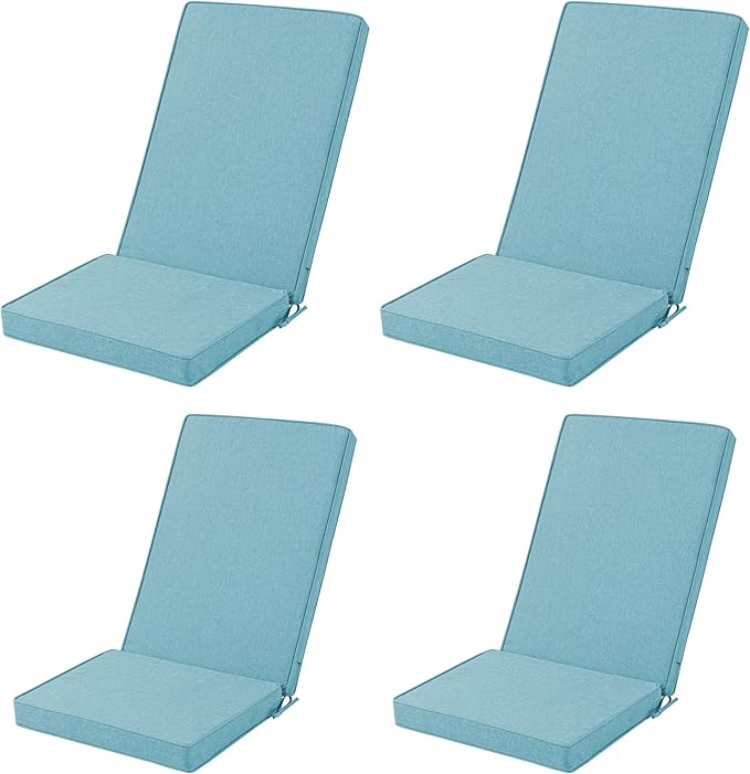 Adirondack Chair Cushions Set of 4 - Removable Covers, Water-Repellent & Fade-Resistant Faux Linen, Securing Straps, Non-Slip Bottom, Fit for Most Outdoor Adirondack & Rocking Chairs - Teal