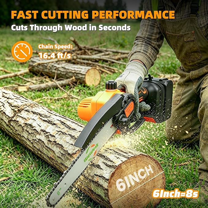 2-in-1 Cordless Pole Saw for Tree Trimming, 14FT Max Reach Extendable Battery Powered Pole Chainsaw with 8 Inch Mini Chainsaw, Dual 2.0Ah Batteries, Electric Pole Saws for Yard Pruning