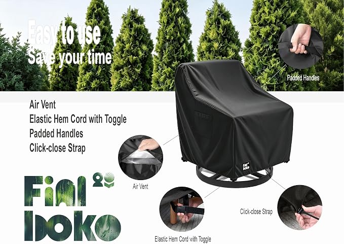 Patio Chair Covers 2 Pack,33Wx35Dx36H inches Outdoor Chair Covers,100% Waterproof Heavy Duty Outdoor Furniture Covers Waterproof,Black Minimalism Style Patio Furniture Cover
