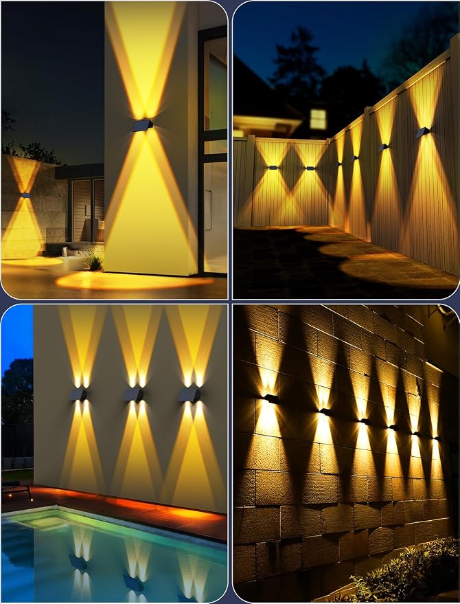 Solar Fence Lights Outdoor,12Pack Solar Wall Lights Up and Down Waterproof Brighter LED Focus Lens Dusk to Dawn Fence Lights Solar Powered for Patio/Backyard/Porch/Railing/Step