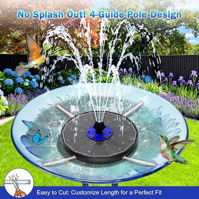SZMP 3.5W Upgraded Glass Panel Solar Fountain with Auto White LED Night Show, Anti-Drift & Run-Dry Protection, 7 Nozzles Floating Bird Bath Fountain for Garden, Pond, Outdoor (Black)