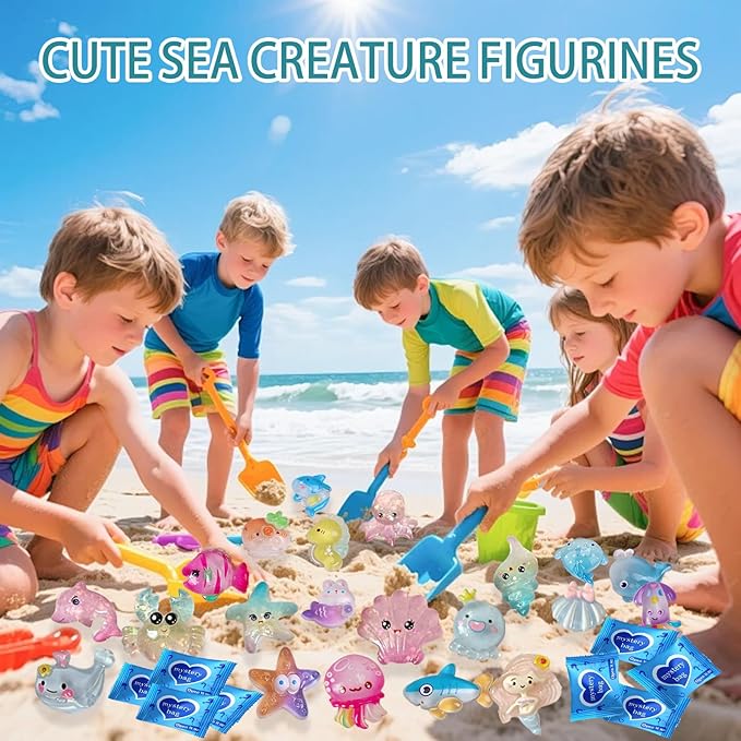 Mini Glow In The Dark Animal Resin Models, Resin Animals Mystery Bags, Individually Wrapped Blind Bags Tiny Animal Figurines, Collectible Mini Animals For Fairy Garden, DIY Crafts (100, Ocean)