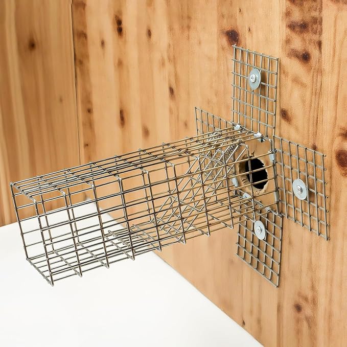 3Sets One Way Squirrel Door Excluders, 3 × 3 × 9inch Animal Excluder Cage, Humane Squirrels, Chipmunks Contactless Excluder, for Outdoor Spaces Like Attics, Chimneys - Includes Full Installation Kit