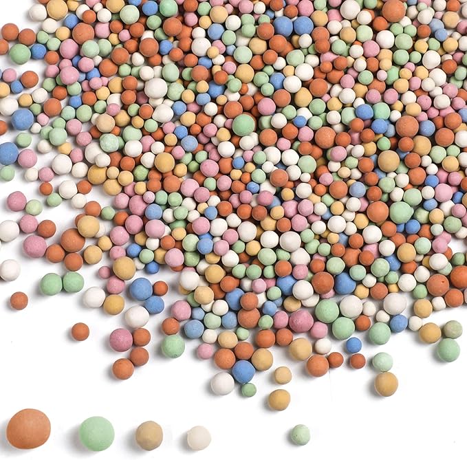 Beeveer 5.5 LBS Leca Clay Pebbles for Plants, Expanded Clay Balls Multi Color, Lightweight Hydroponics Growing Media for Succulents Orchids Aquaponics Drainage Potting Mix Decoration(2-6 mm)