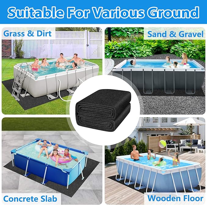 Thickened Pool Liner Pad for Above Ground Pool, 18’x 9’ Rectangle Under Pool Mat Padding, Pool Ground Pad Mat Under Pool for Pool Bottom, Prevent Punctures, Extend Liner Life
