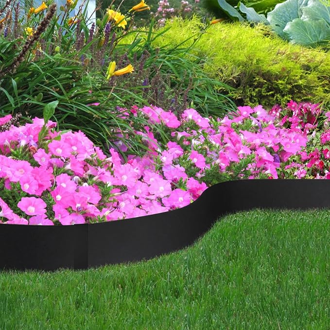 40“L X 8" H Galvanized Steel Landscape Edging, Metal Lawn Edging,6 Pack | Metal Landscape Edging Border,Hammer-in, Flexible,No Dig,6 Clips,For Lawn, Pathway & Yard