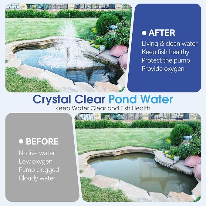 Antfraer 55W Solar Pond Pump with Filter Kit - Foldable Monocrystalline Solar Panel, Pond Filter for Outdoor Ponds, Koi Ponds, Waterfalls & DIY Water Features (17FT+10FT Power Cord)