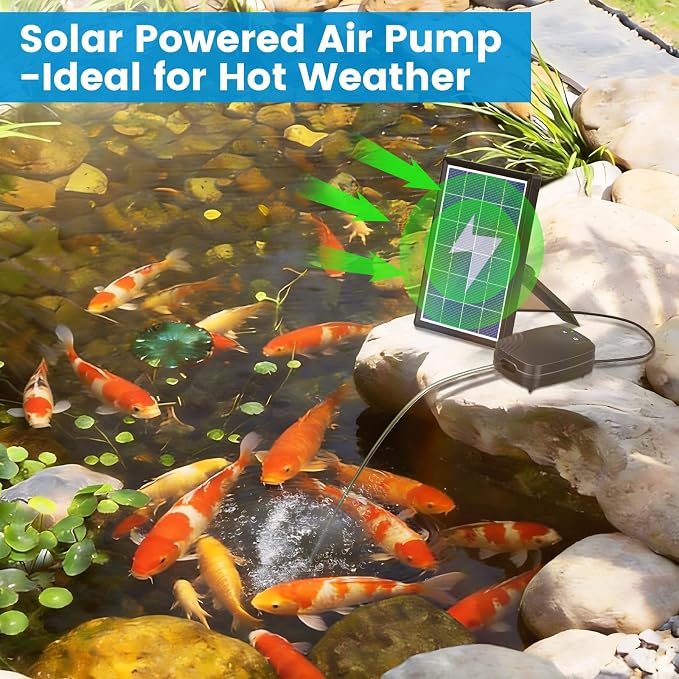 NFESOLAR 4W Solar Pond Aerator with 2200mAh Battery Backup, All-in-One Solar Air Pump, 24/7 Continuous Oxygenation, Quiet Operation, 3 Modes Bubbler, Portable for Small Ponds & Fish Tanks