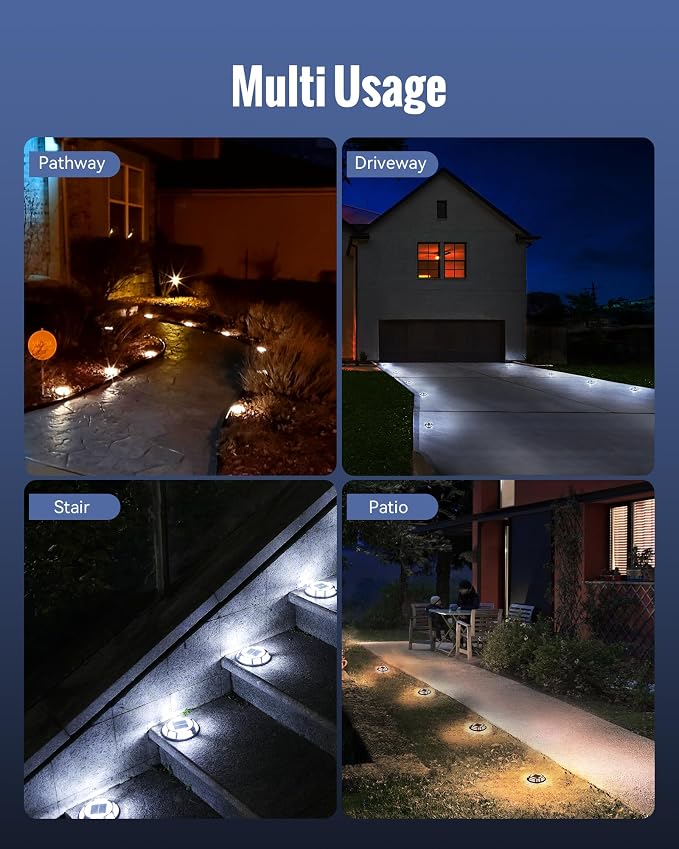 Solar Driveway Lights Dock Lights Waterproof 24 Pack, 2 Colors in 1 Outdoor LED Solar Deck Light, Solar Powered Walk Way Light Road Marker for Stair Pathway Patio
