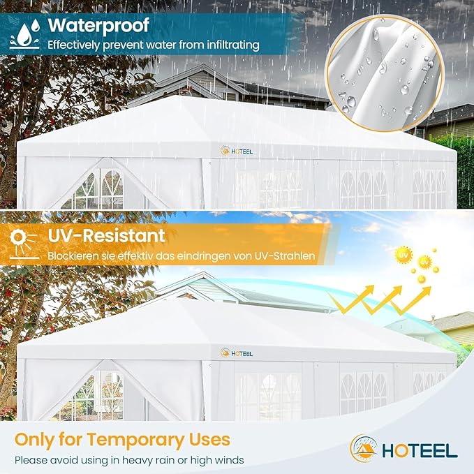 HOTEEL 10x30FT Party Tent with 8 Removable Sidewalls for Parties, Carpas para Fiestas Easy Set up, Weddings, BBQ, Baby Shower, Waterproof Outdoor Event Canopy, Patio Camping Gazebo, White