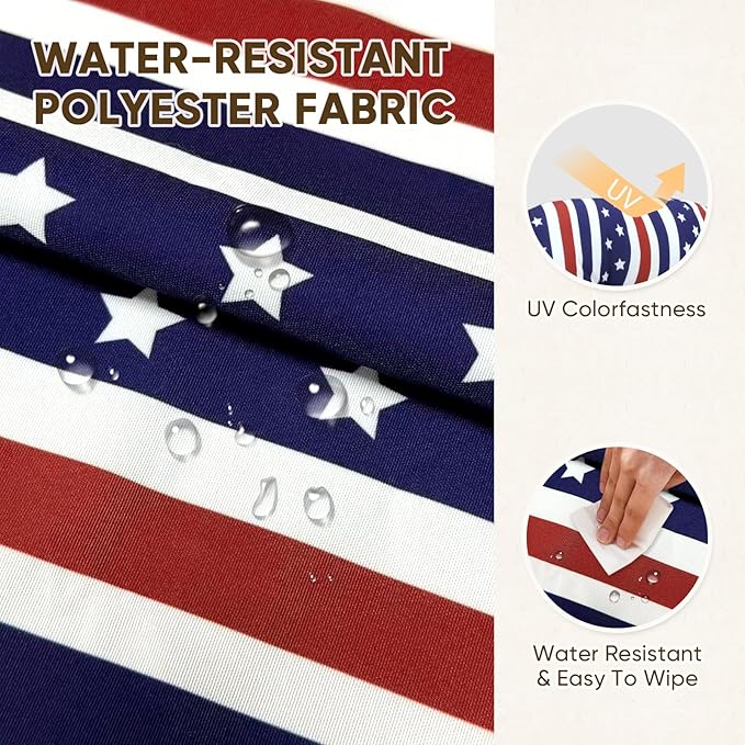 COOS BAY High Back Adirondack Chair Cushions for Outdoor Furniture, 49x20x5 in Water-Resistant Thick Tufted Patio Chair Cushions with Secure Straps, Set of 2, American Flag