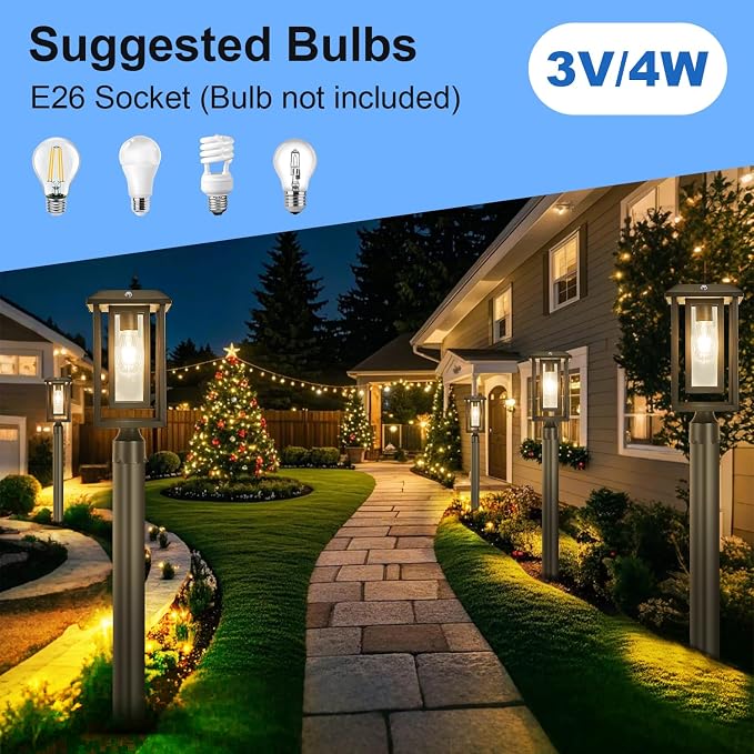 Solar Lamp Post Lights for Outdoor with Pier Mount Base, Waterproof Pole Lights Head with Dusk to Dawn Sensor, Exterior Solar Powered Pillar Lights Fixture for Yard, Garden, Pathway, Black