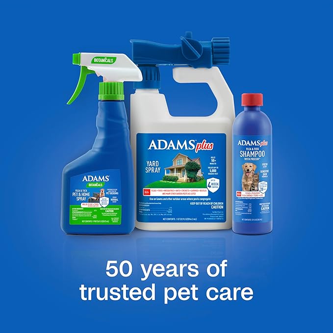ADAMS Plus Yard Spray, Kills Fleas, Ticks, Mosquitoes, Ants and Many Other Listed Nuisance Pests in Outdoor Areas, Treats Up to 5,000 Square Feet, Easy to Use Hose-End Spray, 32 Fluid Ounces